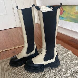 Ganni tall boots knee high lug sole size 37 6.5/7 moving sale